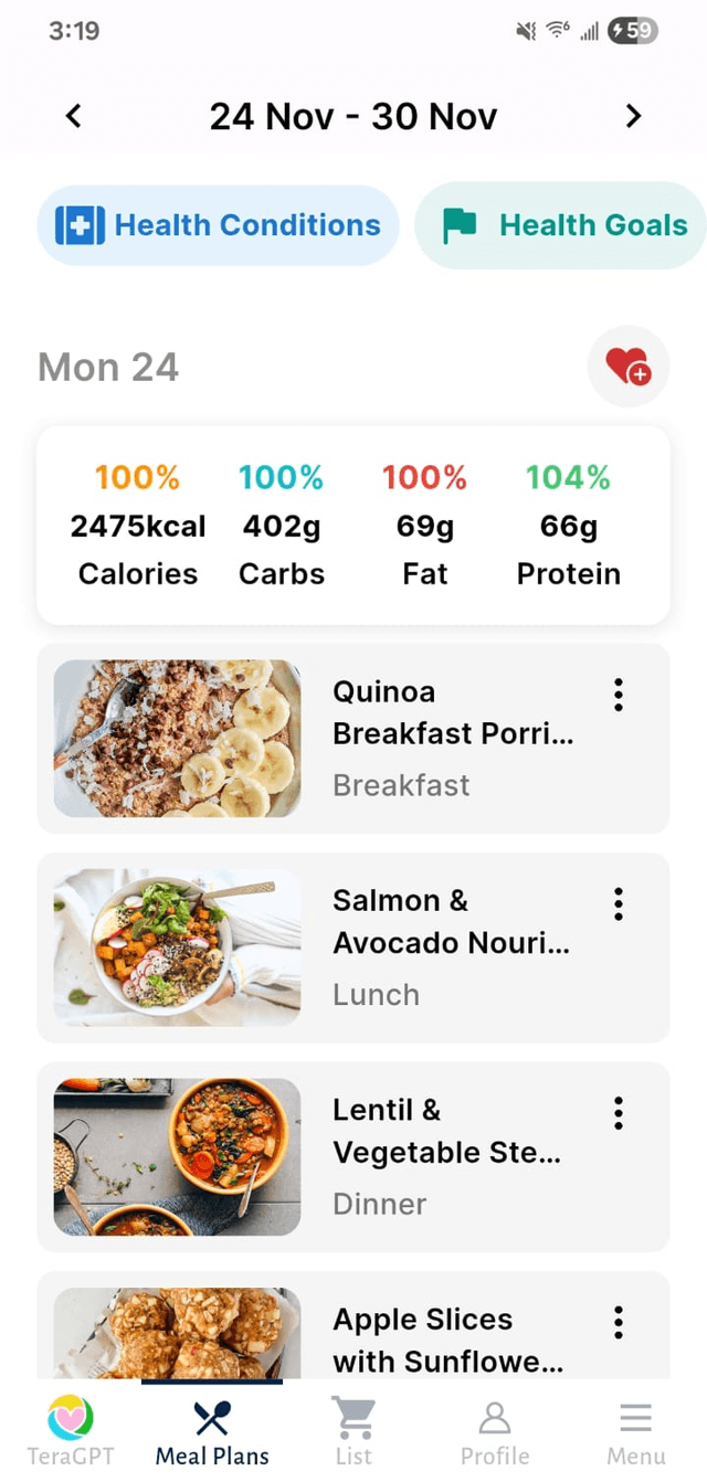 Smart Shopping List App Screen